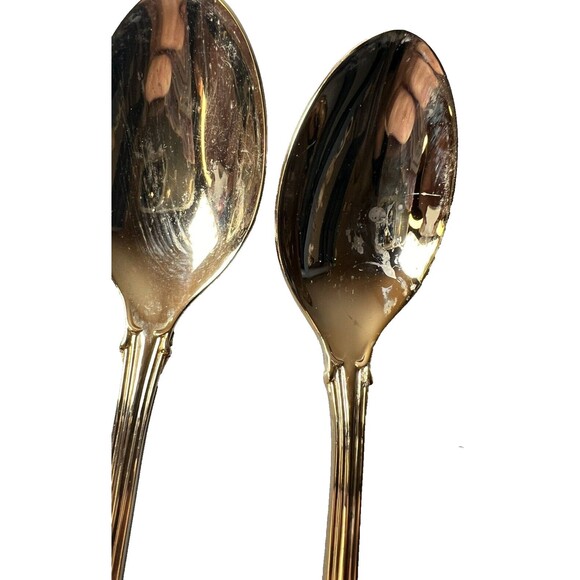 FB Rogers Golden Plated Electroplate American Chipendale 4 Spoons Tbsp - Picture 6 of 16